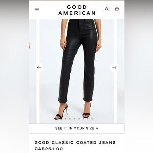 Good American Classic Straight Leg Coated Jeans